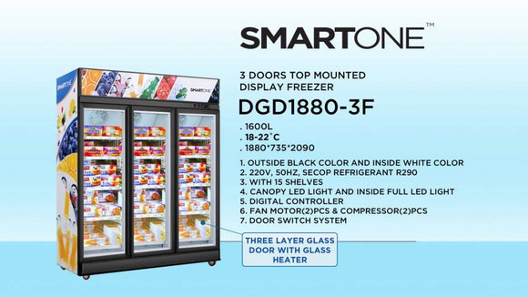 DGD1880-3F (1600 Liter) 3 Door Top Mount Display Freezer